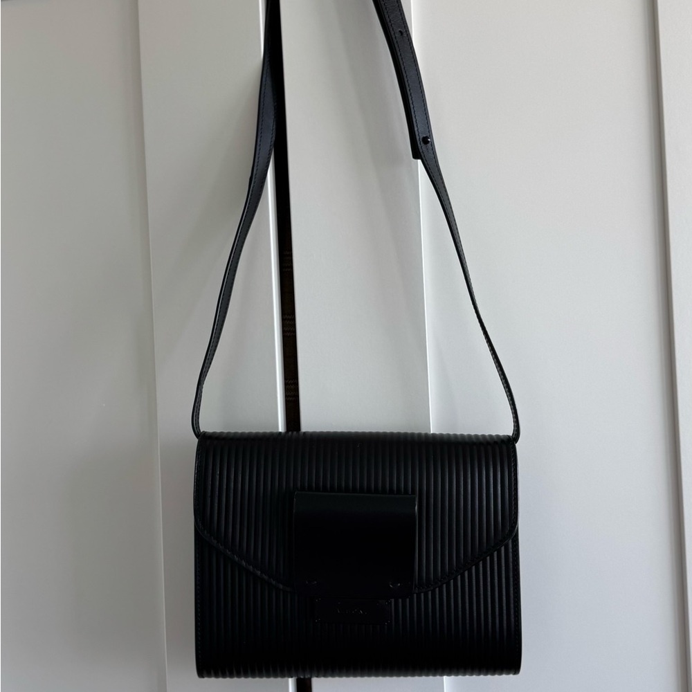 Real Leather Black Crossbody Bag, made in Italy